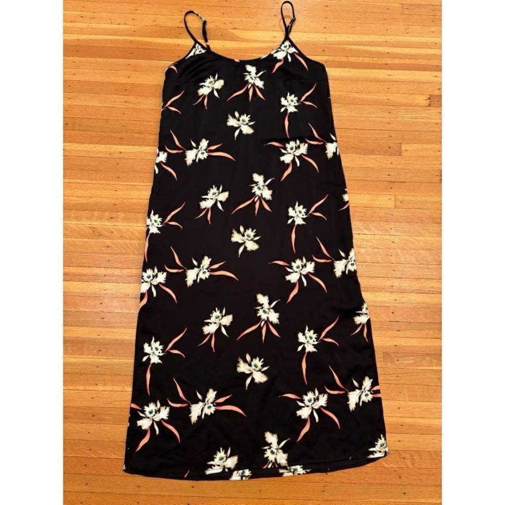 J. Crew Kalalau Orchid black floral slip midi dress NWT.